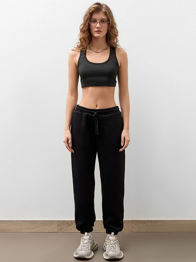 Теплые брюки женские черные с начесом - 7