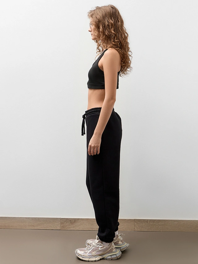 Теплые брюки женские черные с начесом - 9