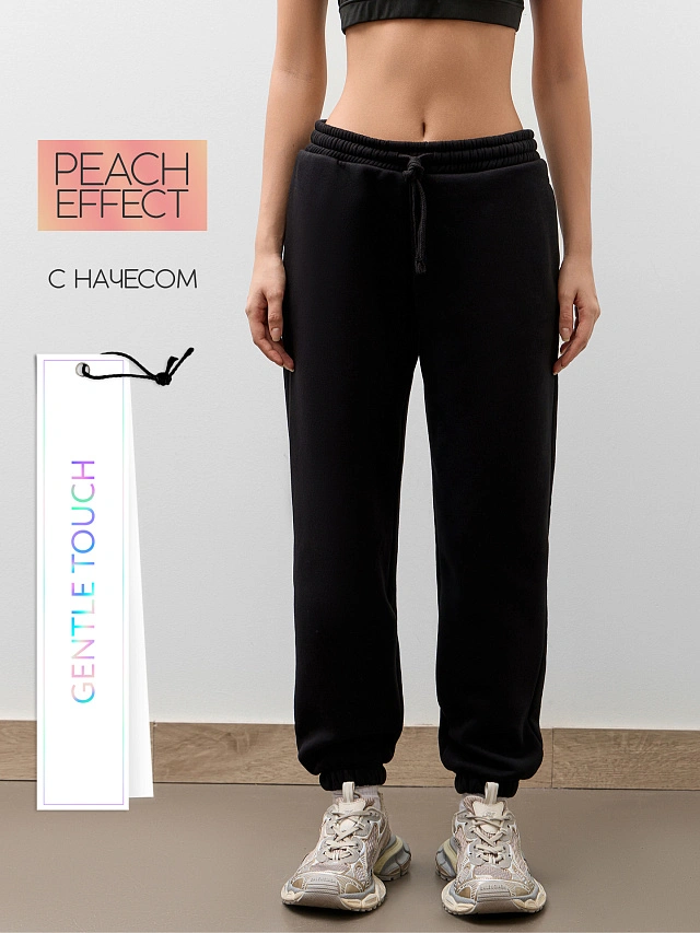 Теплые брюки женские черные с начесом - 2