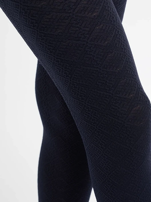 Детские однотонные ажурные колготки черного цвета - 2