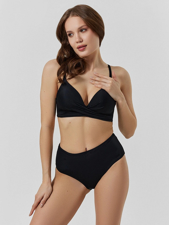 Купальный бюстгальтер черного цвета - 3