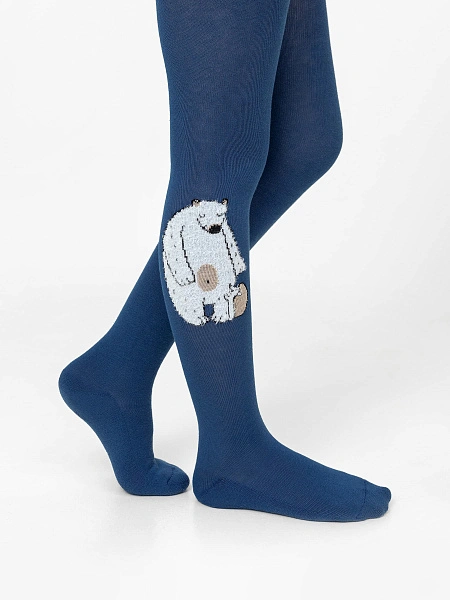 картинка Детские колготки с плюшевым следом в джинсовом оттенке  от известного бренда одежды для девочек Mark Formelle