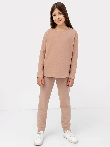 картинка Брюки из селаника в песочном цвете для девочек от известного бренда одежды для девочек Mark Formelle