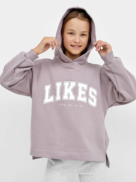 картинка Свободное худи серо-коричневого цвета для девочек от известного бренда одежды для девочек Mark Formelle