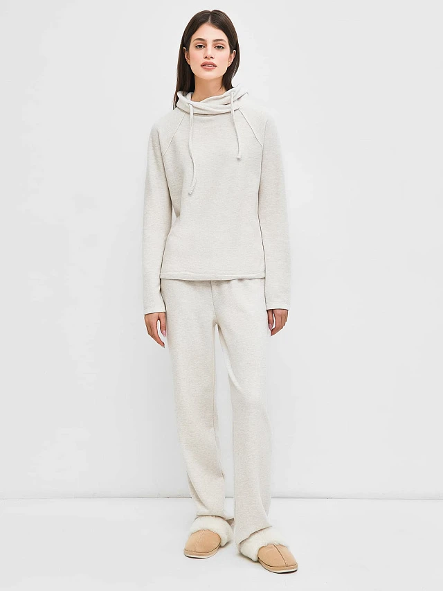 Однотонные брюки свободного силуэта в кофейном оттенке - 2