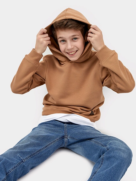 картинка Теплое худи темно-кремового цвета для мальчиков от магазина одежды для мальчиков от бренда Mark Formelle