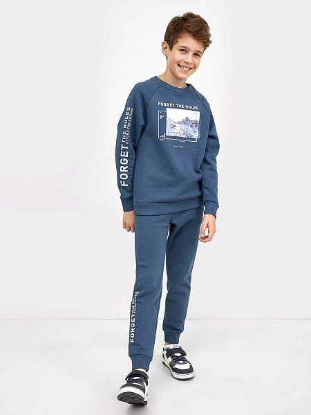 картинка Брюки для мальчиков теплые серо-синего цвета от магазина одежды для мальчиков от бренда Mark Formelle