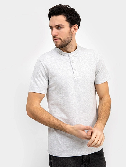 картинка Джемпер мужской с воротником-поло в цвете "серый меланж" от магазина мужской одежды Mark Formelle