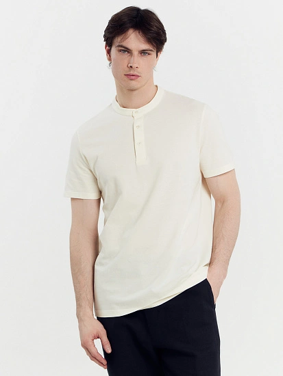 картинка Джемпер-поло хлопковый в бело-молочном цвете от магазина мужской одежды Mark Formelle