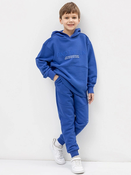 картинка Худи для мальчиков в синем цвете с печатью от магазина одежды для мальчиков от бренда Mark Formelle
