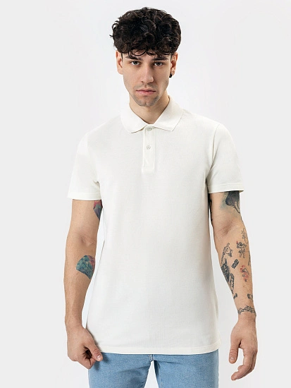 картинка Джемпер-поло хлопковый в белом цвете от магазина мужской одежды Mark Formelle