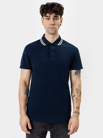 картинка Джемпер-поло хлопковый в темно-синем цвете от магазина мужской одежды Mark Formelle
