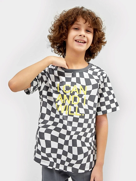 картинка Футболка для мальчика с черно-белым принтом от магазина одежды для мальчиков от бренда Mark Formelle