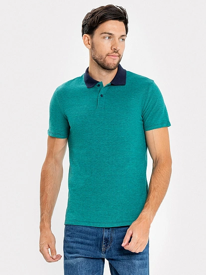 картинка Джемпер-поло хлопковый бирюзового цвета от магазина мужской одежды Mark Formelle