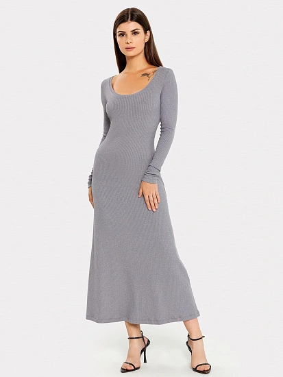 картинка Платье женское макси серого цвета от магазина стильной одежды Mark Formelle
