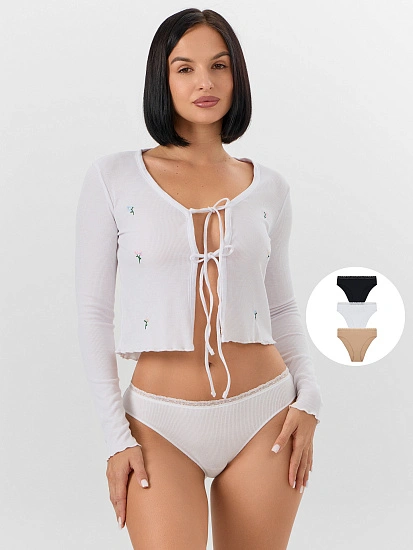 картинка Трусы женские классические (3 шт.) в бело-коричневых оттенках от магазина стильной одежды Mark Formelle