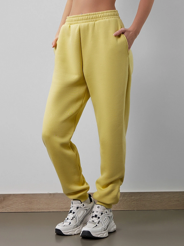 Теплые брюки женские желтые - 3