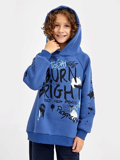 картинка Худи для мальчиков синее с печатью от магазина одежды для мальчиков от бренда Mark Formelle