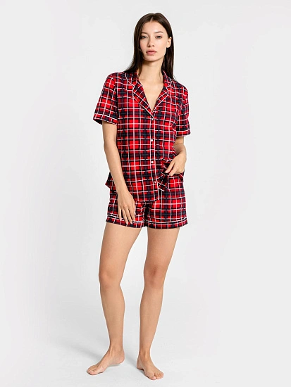 картинка Комплект женский (жакет, шорты) красный в клетку от магазина стильной одежды Mark Formelle