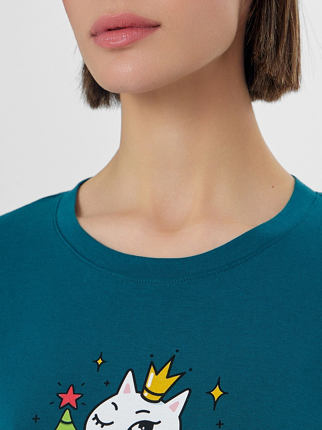 Комплект женский (джемпер, брюки) темно-зеленый в клетку - 4