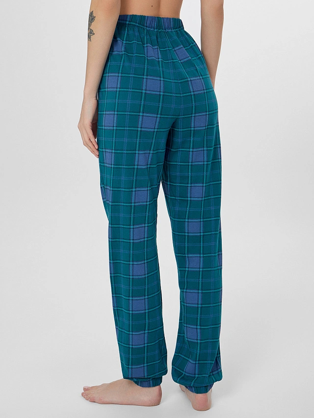 Комплект женский (джемпер, брюки) темно-зеленый в клетку - 6