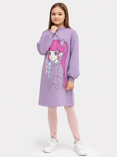 картинка Платье для девочек лиловое с печатью от известного бренда одежды для девочек Mark Formelle