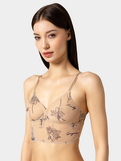 картинка Топ женский в бежевом цвете с принтом "тату" от магазина стильной одежды Mark Formelle