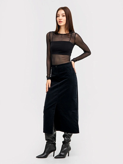 картинка Юбка женская миди в черном цвете  от магазина стильной одежды Mark Formelle