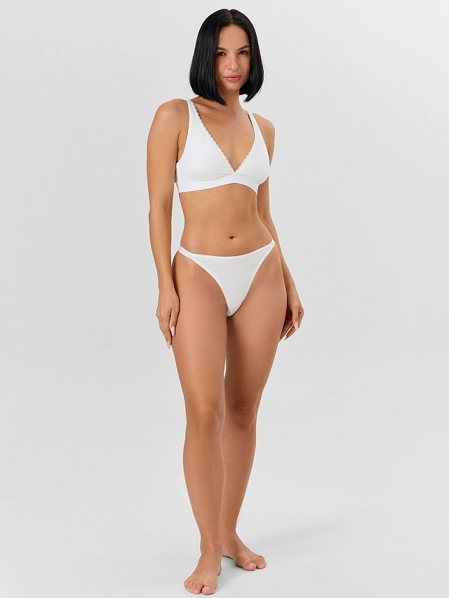 Трусы женские бразилиана белые - 7