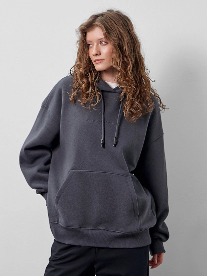 картинка Теплое худи женское серое с капюшоном от магазина стильной одежды Mark Formelle