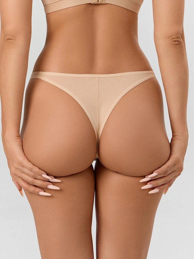 Трусы женские бразилиана в бежевом цвете - 5