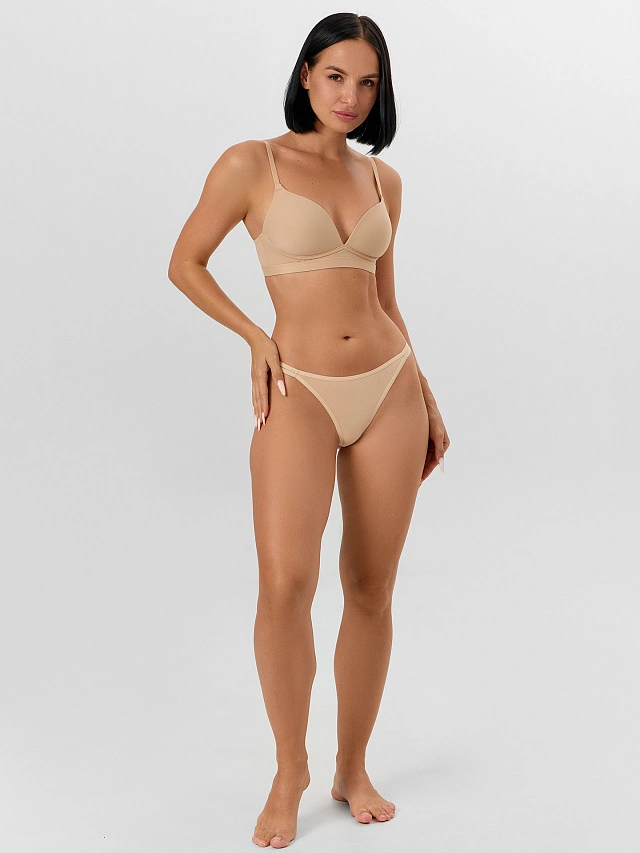 Трусы женские бразилиана в бежевом цвете - 7