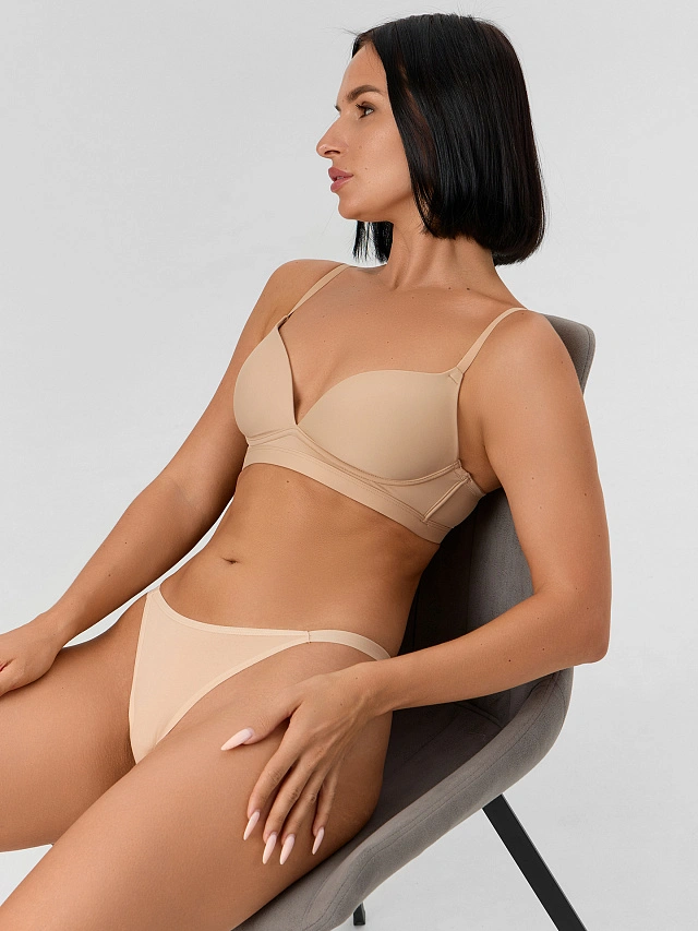 Трусы женские бразилиана в бежевом цвете - 8