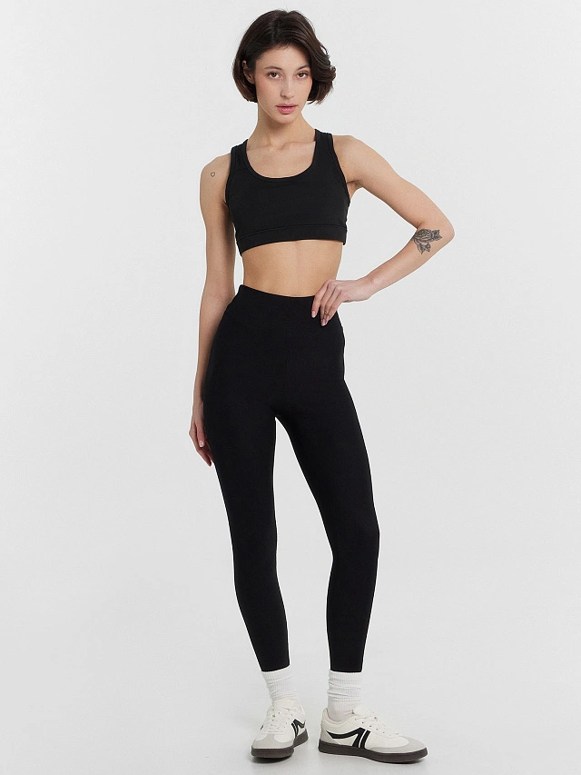 Легинсы спортивные женские черные - 4