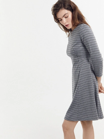 картинка Платье женское серое мини с паттерном "гусиная лапка" от магазина стильной одежды Mark Formelle