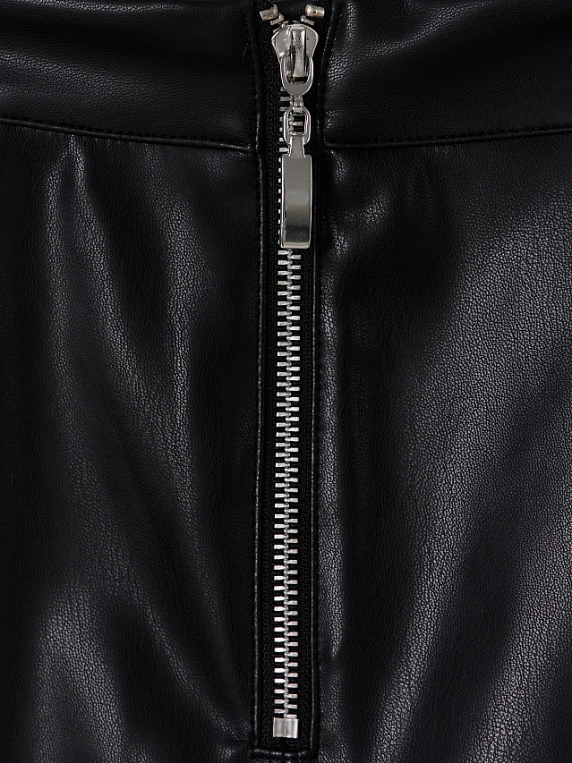 Юбка женская мини черная из экокожи - 8