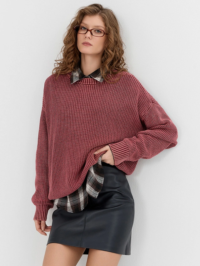 Юбка женская мини черная из экокожи - 17