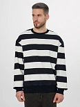 Теплый свитшот мужской в черно-молочную полоску