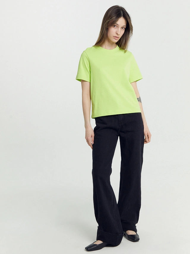 Футболка женская в ярко-салатовом цвете - 4