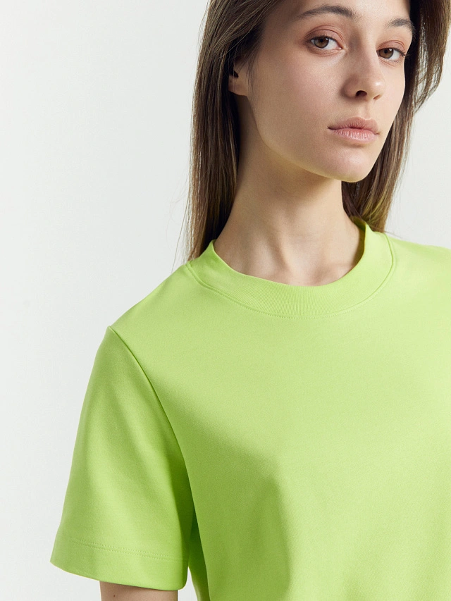 Футболка женская в ярко-салатовом цвете - 6