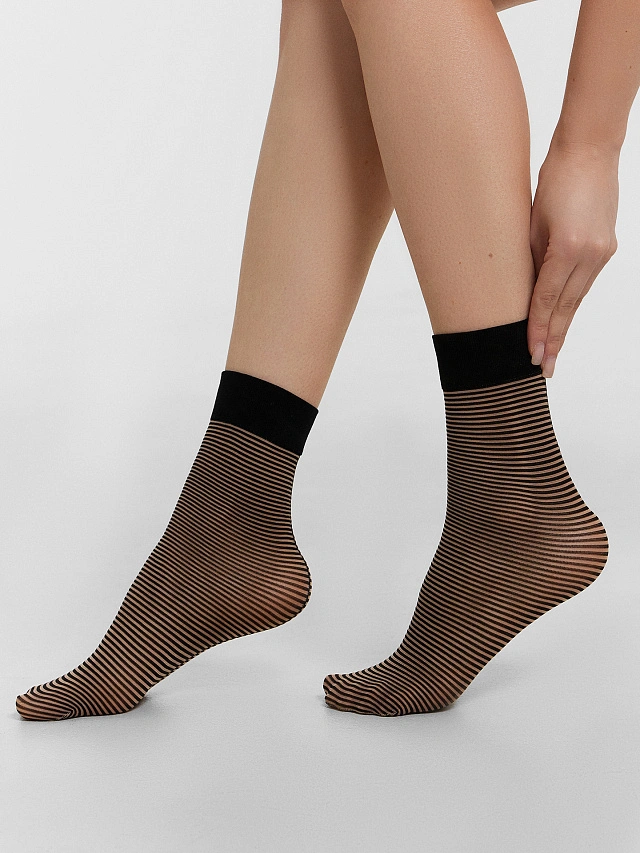 Носки женские в бежево-черном цвете - 4