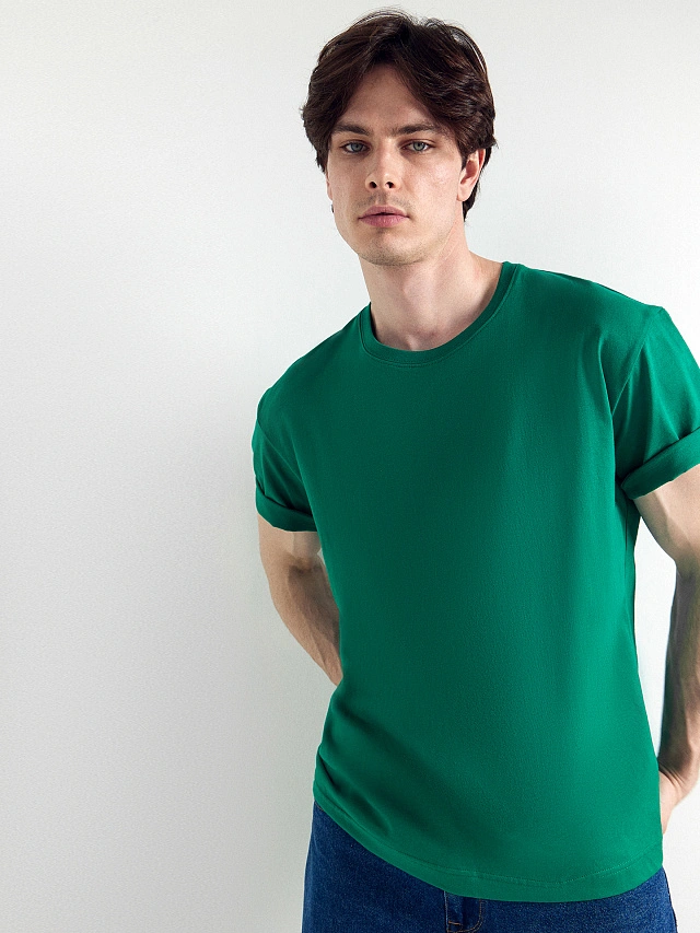 Футболка мужская в изумрудно-зеленом цвете - 6