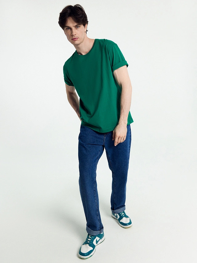 Футболка мужская в изумрудно-зеленом цвете - 8