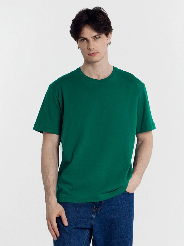 Футболка мужская в изумрудно-зеленом цвете - 9