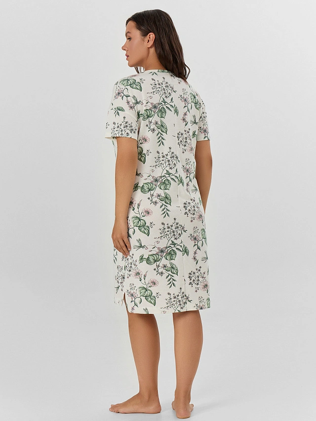 Сорочка ночная женская светло-молочная с цветами - 3