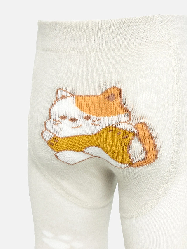 Колготки детские серые  с рисунком в виде котика - 3