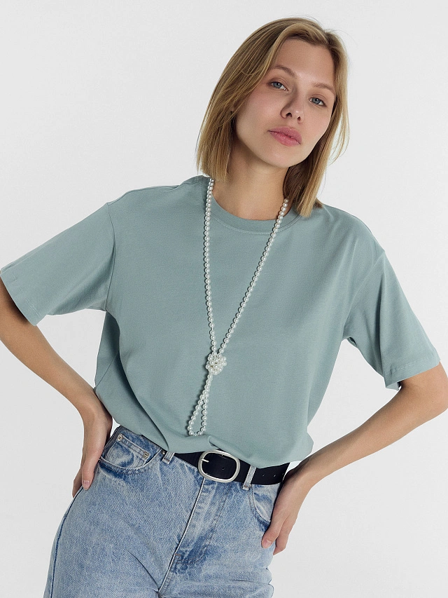 Футболка женская бирюзово-голубая - 4