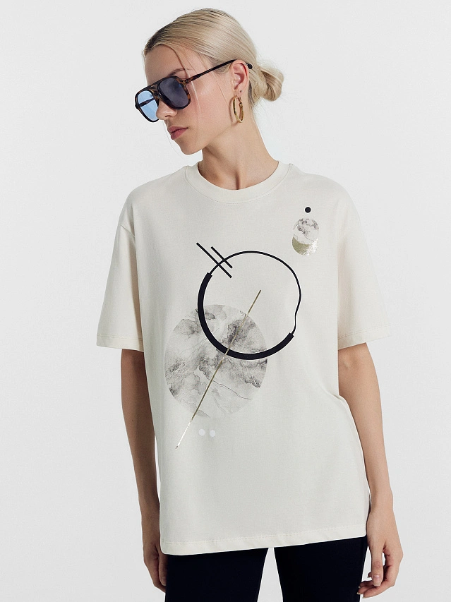 Футболка женская белая с печатью - 5