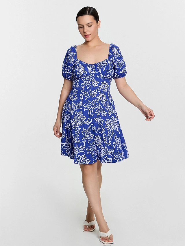 Платье женское синее с узорами - 3