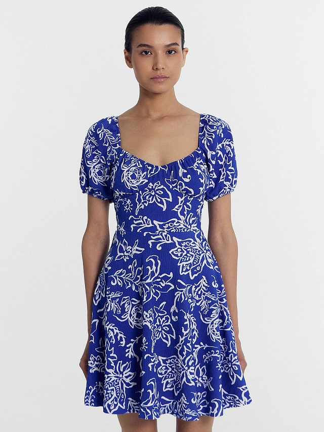 Платье женское синее с узорами - 4